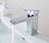 Robinet de lavabo carré en laiton à poignée unique, eau chaude/froide, design contemporain, pour hôtel et appartement
