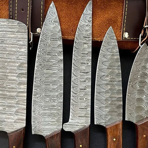 High Carbon 5-Piece Premium Damascus Kitchen <b>Knife</b> <b>Set</b> with Ambidextrous Ergonomic Wood Handles 67-Layer Polished Blades - Product Image 5
