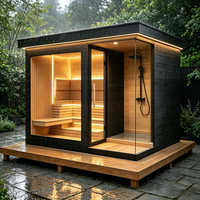 Prix d'usine, prix de gros, sauna extérieur en bois de cèdre rouge canadien, sauna sec traditionnel avec fonction vapeur, douche de sauna en bois