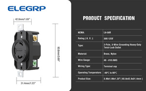 Adeguata Cablaggio Camera Wallbox Corpo Compatto Design Permette 30a 250v Twist-lock Presa - Product Image 6