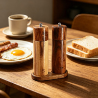 Ensemble moulin à poivre et à sel en bois, moulin à épices, moulin à sel marin manuel, outil de cuisine, réglable, portable, multifonctionnel, ergonomique, moulin moderne