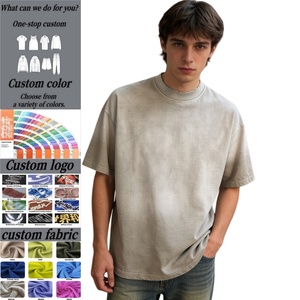 TKAN705D T-shirt décontracté pour homme, col rond, manches courtes, 100% coton, uni, vintage, fabriqué sur mesure, lavé - Product Image 1