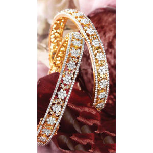 Solid Gold Plated Handmade <b>Bracelet</b> High Quality Zirconia Bangles with Stones - Unique and Stylish - Product Image 2