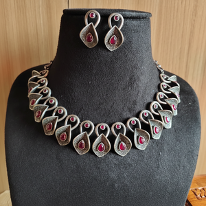 สร้อยคอเงินโบราณพร้อมต่างหูสำหรับงานแต่งงานและงานปาร์ตี้ชุดเครื่องประดับแฟชั่น - Product Image 1