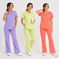 Tenue médicale pour femme de haute qualité, bleu ciel, ensemble de blouses et pantalons évasés pour infirmières et personnel hospitalier