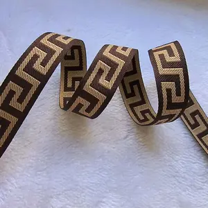 PANO 1 Inci Kustom Vintage Geometris Yunani Pita Kunci Kain Trim Tenun Jacquard Pita Bordir untuk Dekorasi