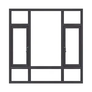 High-end aluminum frame windows design 3 layers tempered glass window screen integrated hurricane-resistant impact swing window
