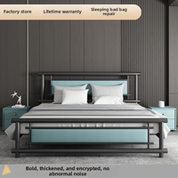 Lit double en fer forgé 1,8 m et lit simple 1,5 m, design moderne minimaliste éco-responsable, épaissi et renforcé, idéal pour la location d'appartements