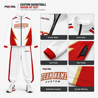 Ensemble de survêtement de basketball personnalisé à séchage rapide, veste zippée et pantalon, sublimation, pour équipes, vente en gros, tissu