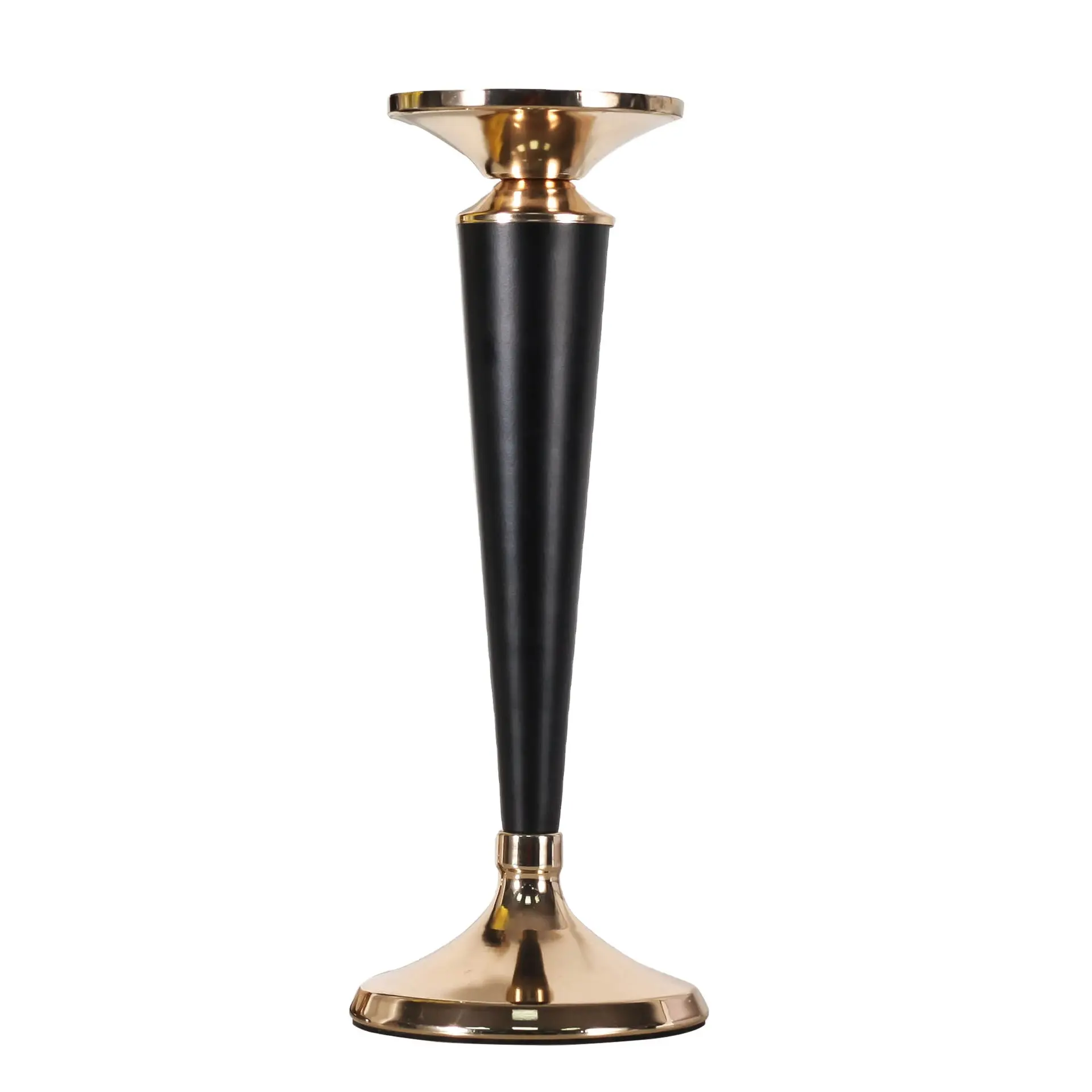 New Modern Luxury Wedding Home Decoration Black Gold Matte Metal Candle Holder