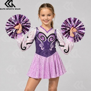 Costume de danse scintillant pour filles, robe de <span class=keywords><strong>majorette</strong></span> pour carnaval, uniforme de danse Morris avec pompons - Product Image 1