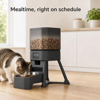 Distributeur automatique de nourriture pour animaux de compagnie USMILEPET avec double bac de 4 L, bol surélevé, distributeur de nourriture pour chats et chiens, bac à friandises, contrôle par application