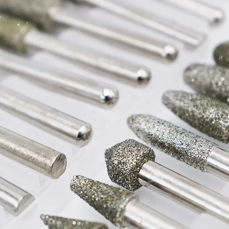 SHDIATOOL 1Set/20pcs Electroplated Diamond Grinding Bits Grinding Heads Carving Bits Grinding Burrs Tools #46