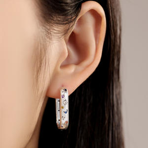 Nouvelles boucles d'oreilles en forme de U en laiton blanc, thème ciel étoilé éblouissant, exclusivement pour femmes - Product Image 2