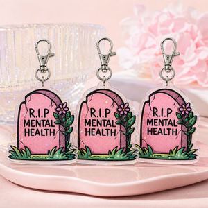 Llavero Personalizado de Humor Negro, Amuleto Acrílico con Diseño de Lápida RIP sobre la Salud Mental, Estilo <span class=keywords><strong>Pastel</strong></span> <span class=keywords><strong>Goth</strong></span> - Product Image 4