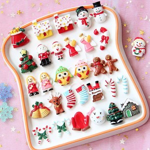 Patchs en résine de Noël motif Bonhomme en pain d'épices et Père Noël, pour DIY, coques de téléphone, accessoires pour cheveux et pendentifs - Product Image 2
