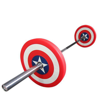 Pelat Bumper BLD Captain America 50mm untuk Lubang 4-Hole Grip CPU+Konstruksi Baja Anti-Selip Tahan Lama Portabel untuk Gym Komersial