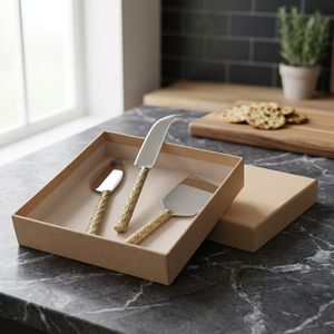 Juego de Cuchillos para Queso con Mango de Asta de Ciervo, Acero Inoxidable, Solo Limpieza a Mano, Herramientas Duraderas para Queso, Juego de Lujo de 3 Piezas - Product Image 1