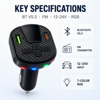 Lecteur MP3 portable pour voiture, chargeur de téléphone pour voiture, lecture de chansons avec lumière LED, chargeur portable, lecteur universel pour voiture