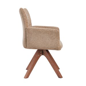Italian Fabric High Back Executive <b>Armchair</b> Danish Design Modern Swivel Wood Frame Stainless Steel Fixed Armrest French Office - Product Image 4