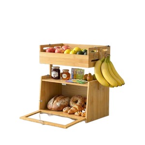 Caja de pan de madera para cocina con ventana de visualización, caja de almacenamiento de alimentos, estante para frutas y verduras, estante para especias - Product Image 1