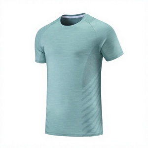 T-shirt en tricot à manches courtes pour homme, respirant, col rond, vert menthe uni, style sportif - Product Image 2