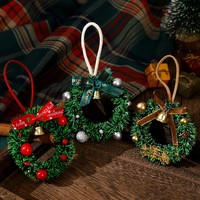 Mini couronne de Noël suspendue avec nœud et clochette, ornement de Noël pour arbre, fenêtre, fête, cadeau