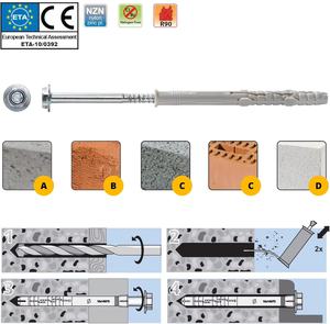 STRBER telaio in acciaio <span class=keywords><strong>tasselli</strong></span> a vite esagonale testa piatta Torx presa (10x26 0mm/25 pezzi) lungo albero montaggio a parete zinco placcato 5kg - Product Image 4