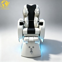 Fauteuil de pédicure électrique inclinable de luxe en fibre de verre avec massage par airbag/pétrissage en option et spa pour les pieds à LED 7 couleurs pour salon de manucure