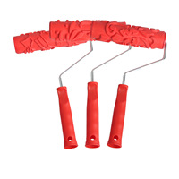 Roller Kuas Embossing Berkualitas Tinggi dari Pabrik, Lumpur Diatom Merah, Karet Lunak untuk Seni Dinding, Roller Lukis DIY dengan Tekstur Berbeda, OEM