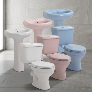 Classic Design Two Piece Toilet WC Commode With Pedestal Wash Basin Bathroom Sanitary Ware Combo Set - Product Image 2