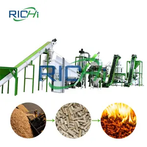 High Output 1 - 5 T/H Biomass Timber Straw Rice Husk Sawdust Wooden Grass Wood Pellet Line