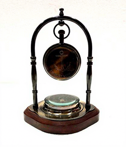 Nautical <b>Art</b> Antique Brass Table <b>Clock</b> Compass Style Maritime Ship Desk <b>Clock</b> for Home Office Decor - Product Image 6