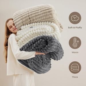 2026 Luxury Electric Heated Blanket Double Layer Faux Rabbit Fur More Comfortable Washable <b>Quilted</b> Wearable Eco-Friendly for - Product Image 3
