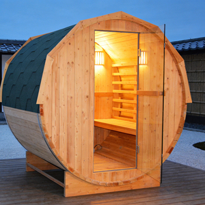 Sauna a Botte Tradizionale Icegalax in Legno di Hemlock, Sauna da Esterno con Stufa a Legna, <span class=keywords><strong>Vapore</strong></span> Secco, Vendita Diretta dalla <span class=keywords><strong>Fabbrica</strong></span> - Product Image 3