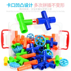 2022 Yicheng New Water 88 Pcs Rohr montage Kunststoff baustein Spielzeug blöcke & Modellbau Spielzeug Bausteine mit Rädern
