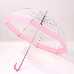 Sıcak satış 23 inç özelleştirilmiş POE temizle şemsiye düz şemsiye kabarcık kubbe toplu büyük yetişkin şemsiye