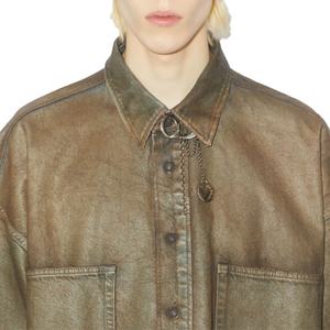 เสื้อเชิ้ตเดนิมผู้ชายทรงโอเวอร์ไซส์ ผ้าฝ้าย 100% สวมใส่สบาย ไม่ยับ ทรงลำลอง แบบกระดุม  สำหรับทุกเพศ - Product Image 5