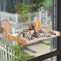 Perchoir pour chat avec cadre en bois, hamac pliable Aloxina pour chats d'intérieur