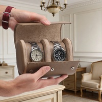 Étui de rangement pour montres, 2 emplacements, portable, luxe, en cuir PU, personnalisable avec logo, boîte de rangement pour montres