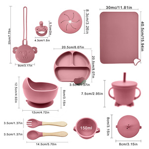 Kit Completo de Alimentación para Bebés de 9 Piezas, Tazón, Cuchara, Tenedor y Babero de Silicona Estéticos - Product Image 4