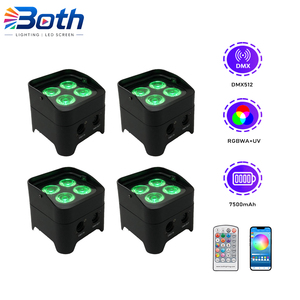 Mini 4x18W RGBWA+UV Battery LED Par Light Wireless DMX Uplight with Remote for Wedding Events - Product Image 1