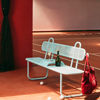 Ensemble table et chaises de patio extérieur mobiles en maille métallique d'acier inoxydable, style moderne et minimaliste, pour balcon et salons de thé