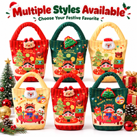 Sacs cadeaux de Noël avec poignées pour pommes, bonbons et petits cadeaux, sacs de fête festifs avec rennes, Père Noël et sapin