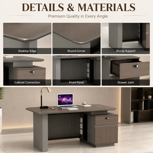 Scrivania Direzionale Moderna in Legno di Livello E0, Scrivania a L di Lusso per Ufficio, Tavolo <span class=keywords><strong>da</strong></span> Lavoro Direzionale, Mobili per Ufficio - Product Image 4