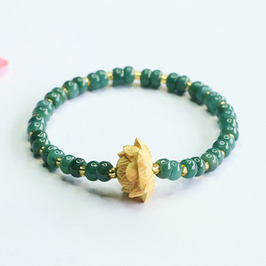 <span class=keywords><strong>Bracelet</strong></span> de charme en perles d'abacus en jadéite bleu eau de qualité A naturelle, motif fleur ethnique Juan Yu, lotus, pour femme, vente en gros, diffusion en direct - Product Image 1