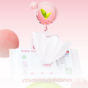Essence de feuille de pêche Momotaro Lingettes pour bébé Sans agent fluorescent Prix de gros d'usine. - Product Image 3