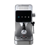 Machine à café semi-automatique, réservoir d'eau transparent de 1,1 L, commande tactile, préchauffage de la tasse, mousseur à lait, machine à café cappuccino