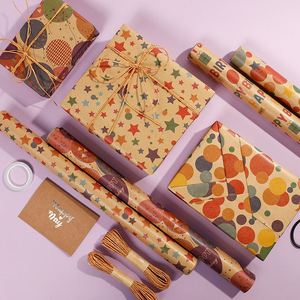 2025 Kids <b>Birthday</b> Kraft Printing Gift <b>Wrapping</b> <b>Paper</b> 43*300 cm Kraft <b>Paper</b> Packaging - Product Image 2