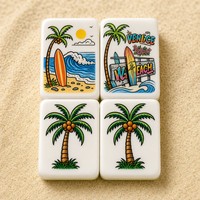 Ensemble de Mahjong de Luxe Moderne Esthétique « Grand-mère de la Côte » pour 4 Joueurs, Tuiles de Mahjong Américaines en Acrylique de 36 mm pour Maison de Plage